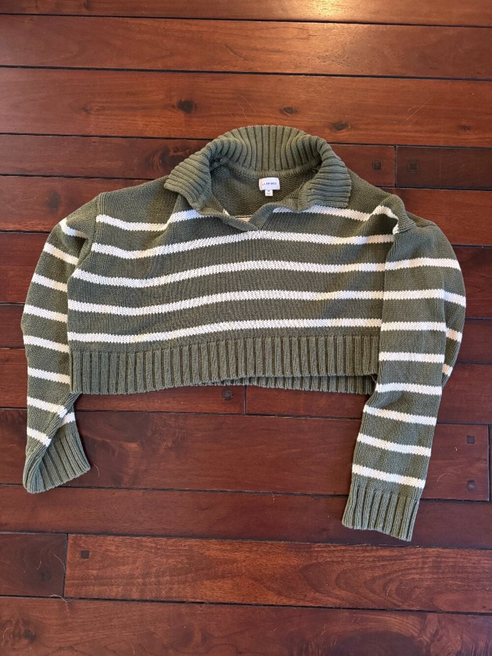L.A. Hearts Cropped Striped Polo Collar Sweater M